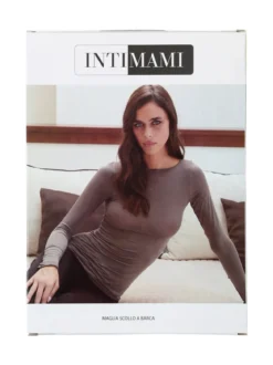 Intimami Maglia donna a maniche lunghe in misto lana con scollo a barca - bordeaux