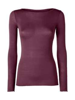Intimami Maglia donna a maniche lunghe in misto lana con scollo a barca - bordeaux
