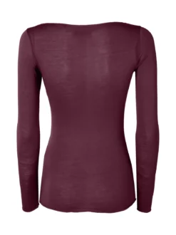 Intimami Maglia donna a maniche lunghe in misto lana con scollo a barca - bordeaux