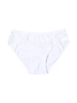 Intimami Slip donna in cotone bielastico con pizzo - bianco