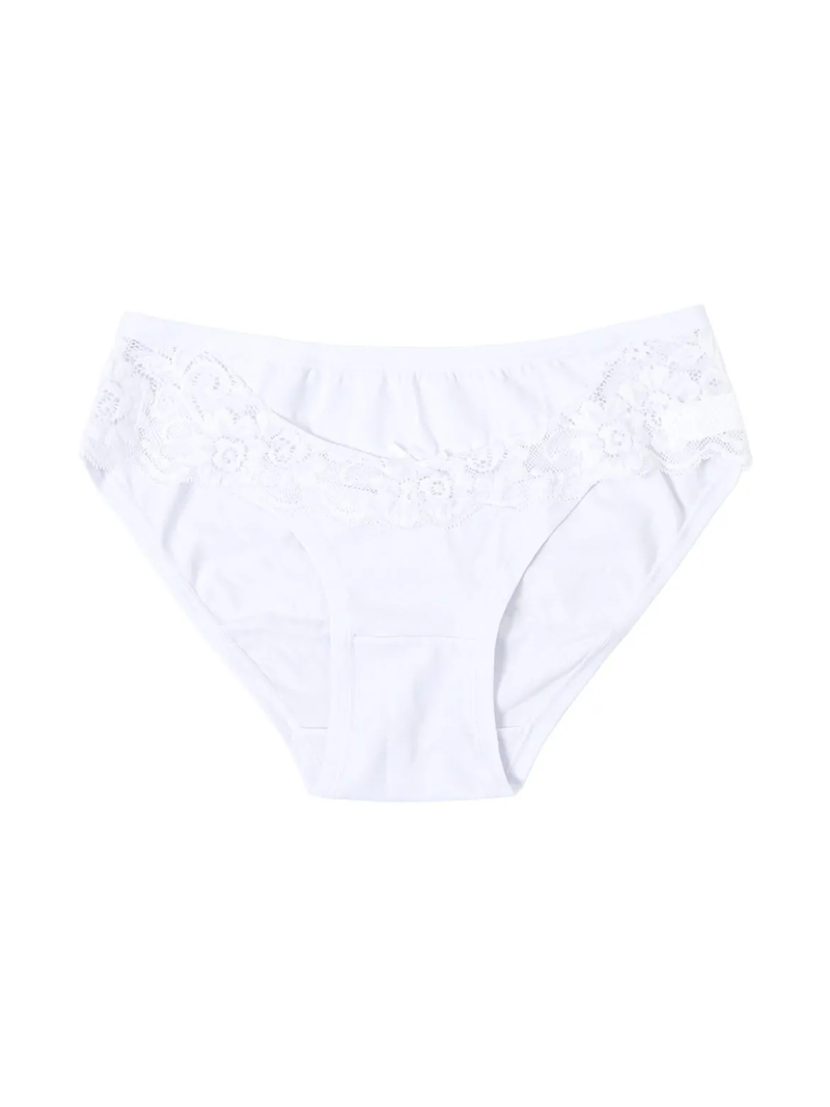 Intimami Slip donna in cotone bielastico con pizzo - bianco