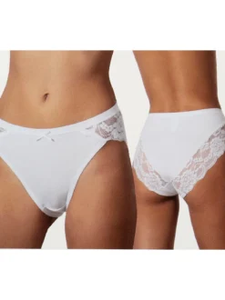 Intimami Slip in cotone bielastico con pizzo