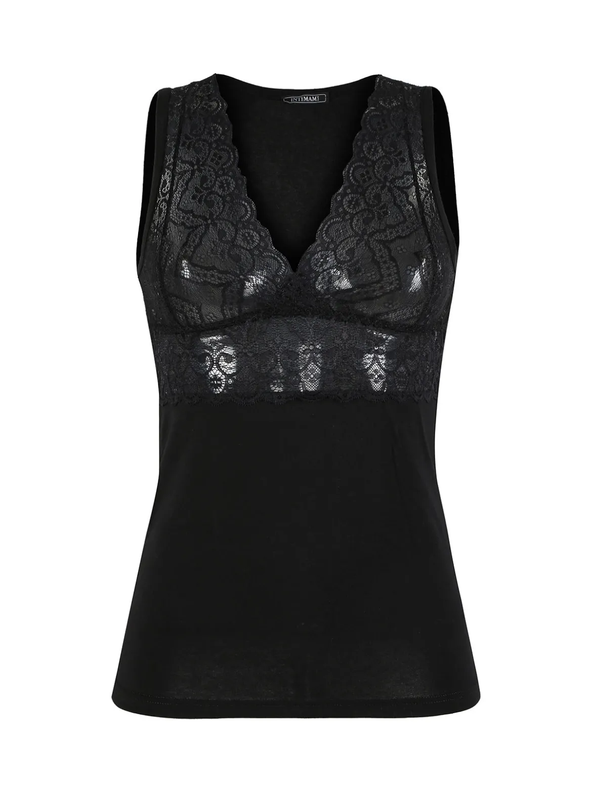 Intimami Top donna a spalla larga con pizzo in cotone bielastico