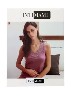 Intimami Top donna a spalla larga con scollo di pizzo - blu scuro