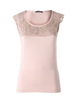 Intimami Top donna a spalla larga con scollo in pizzo - rosa