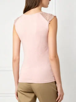Intimami Top donna a spalla larga con scollo in pizzo - rosa