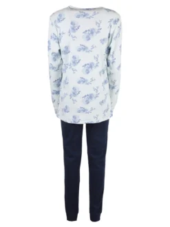 Irge Pigiama donna aperto in cotone interlock - blu