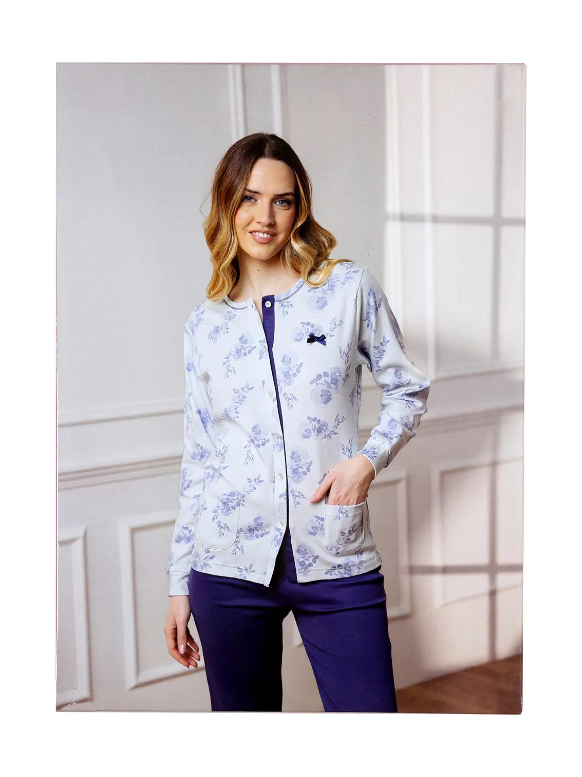 Irge Pigiama donna aperto in cotone interlock - rosa