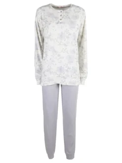 Irge Pigiama donna fiorato in cotone interlock - lilla