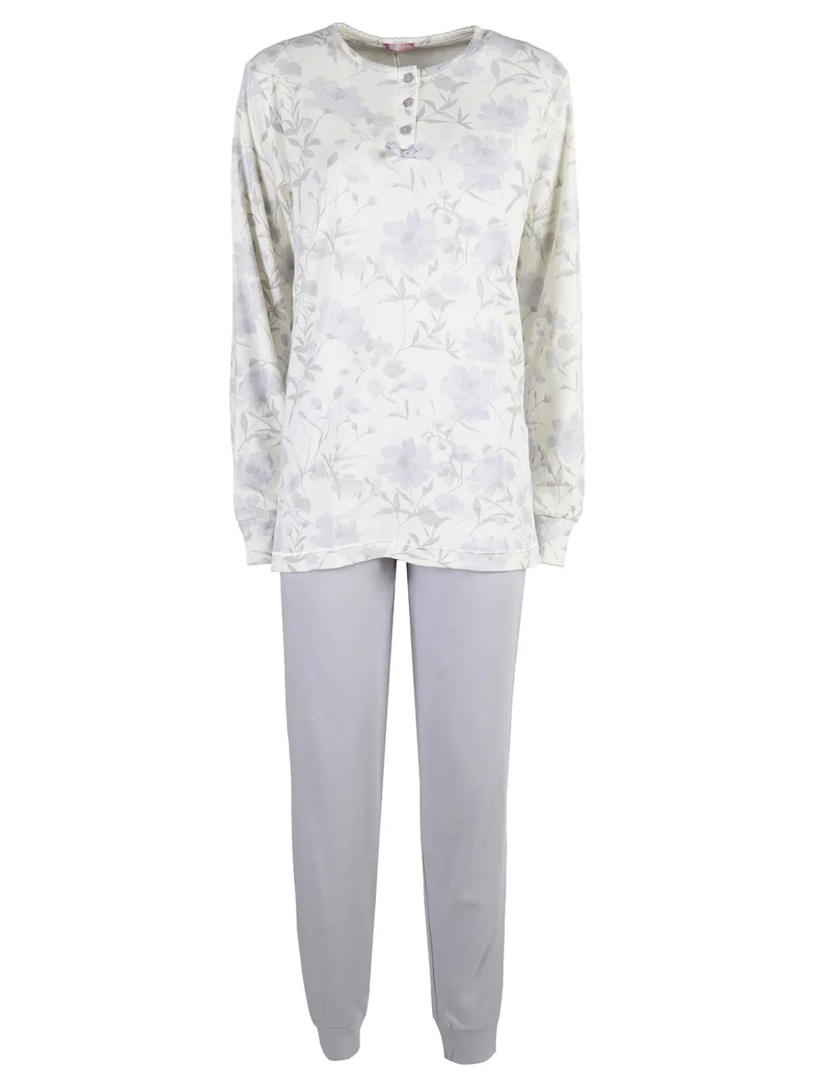 Irge Pigiama donna fiorato in cotone interlock - lilla