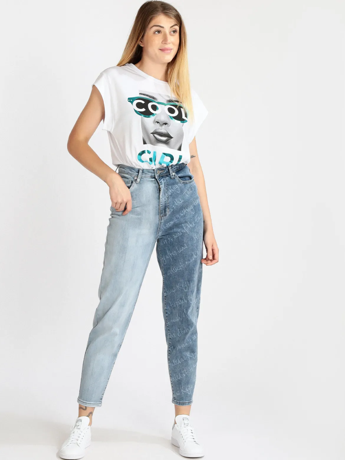 Jeans Louise Francoise Jeans slouchy da donna bicolore
