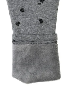 Jebellina Leggings da bambina cuori glitter con interno felpato - grigio