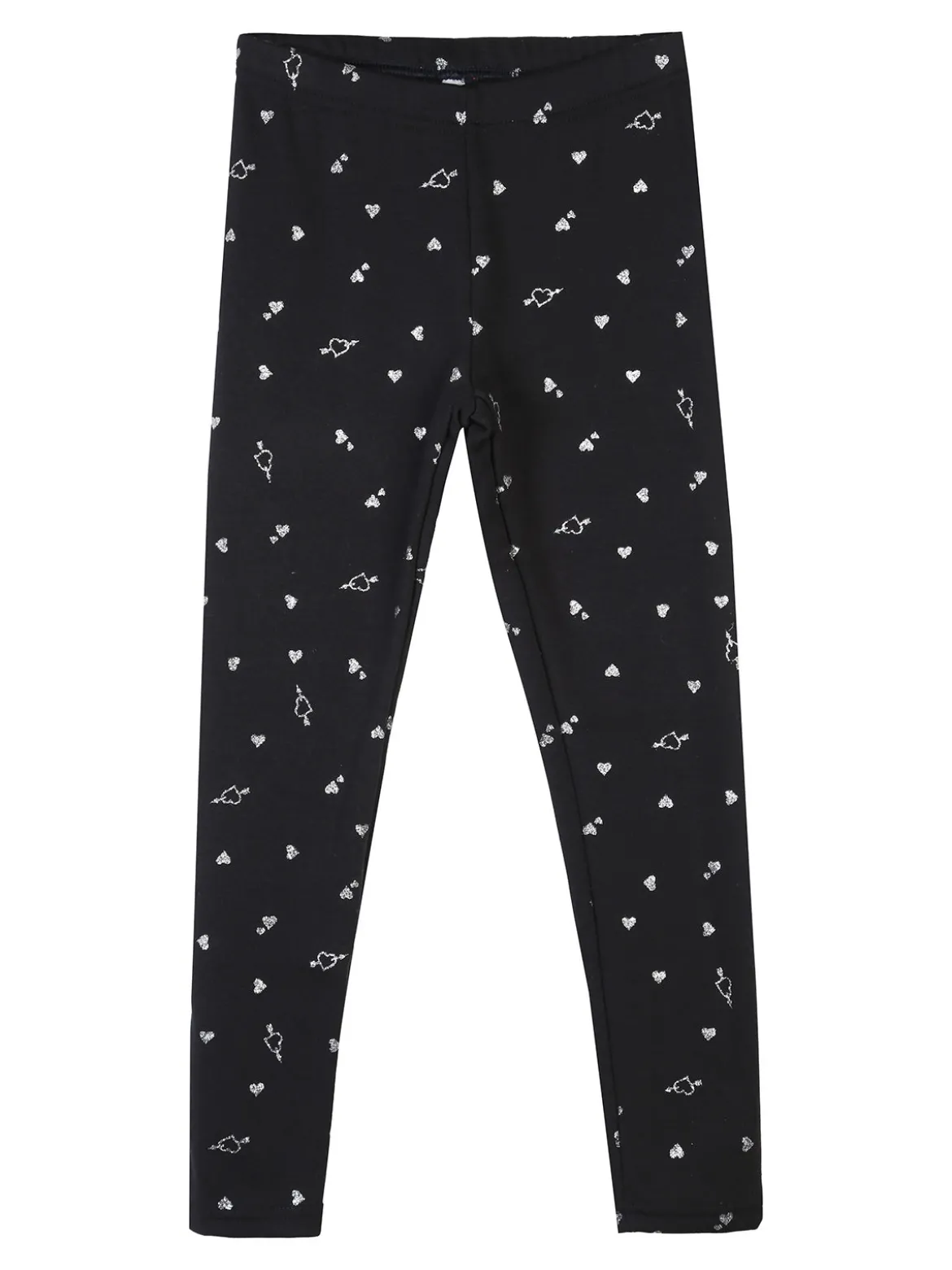 Jebellina Leggings da bambina cuori glitter con interno felpato - blu scuro