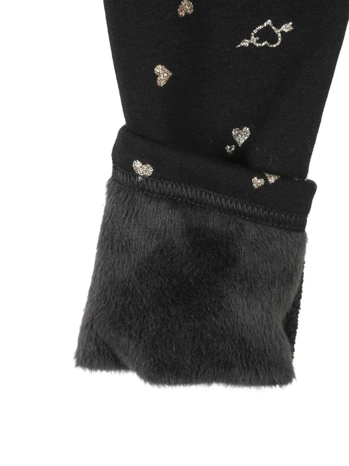 Jebellina Leggings da bambina cuori glitter con interno felpato - blu scuro