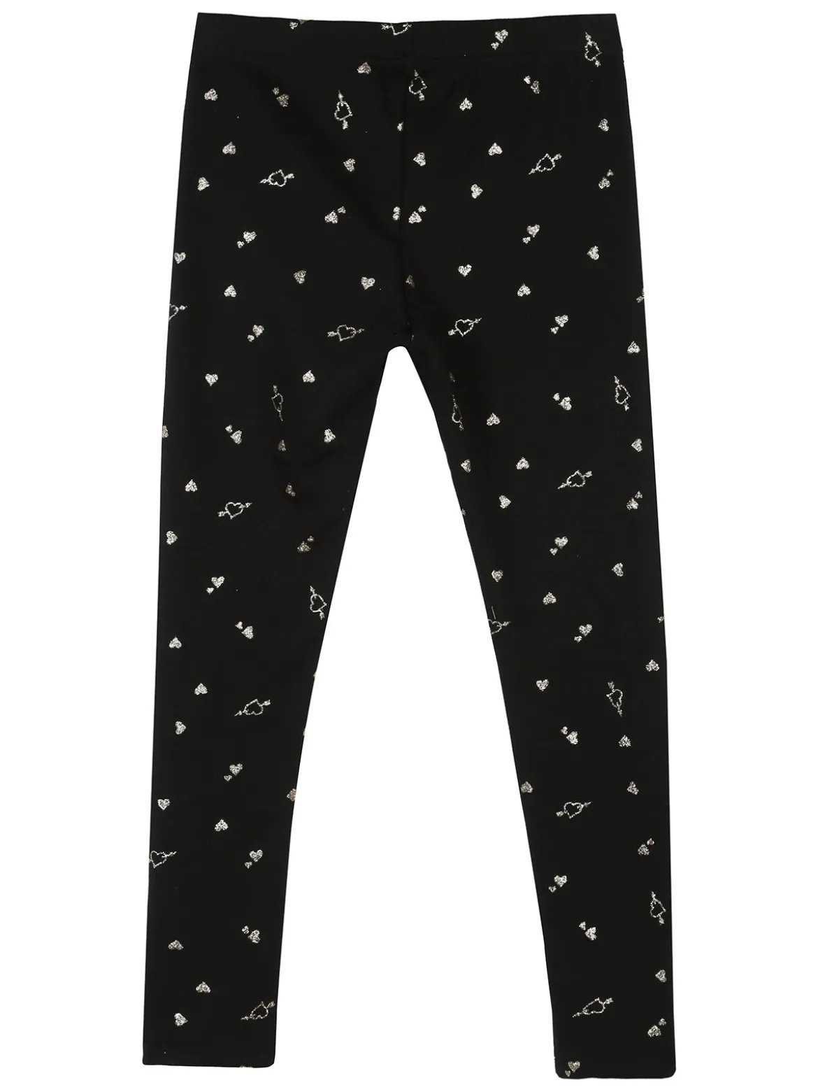 Jebellina Leggings da bambina cuori glitter con interno felpato - nero