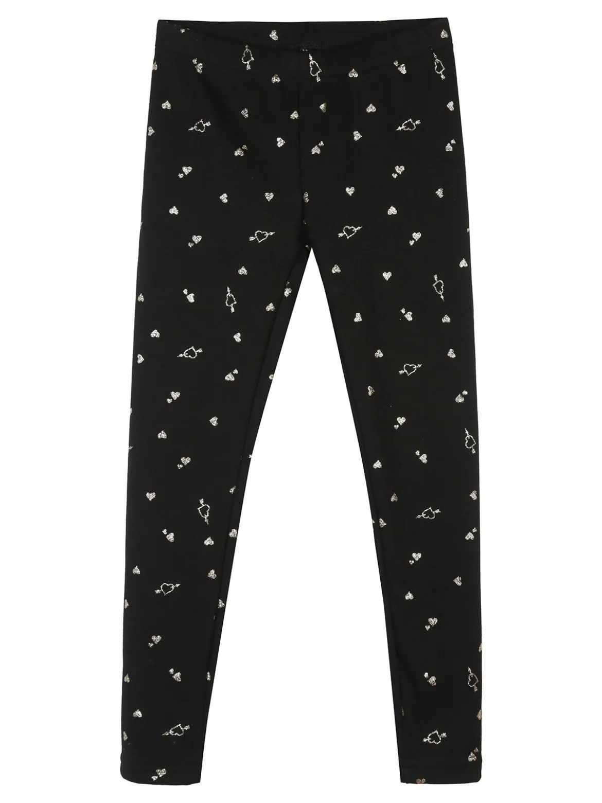 Jebellina Leggings da bambina cuori glitter con interno felpato - nero