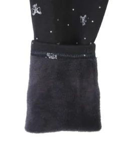 Jebellina Leggings da bambina fiocchi glitter con interno felpato - blu scuro