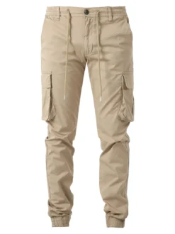 Johnny Looper Pantaloni cargo da uomo con coulisse e polsini - sabbia