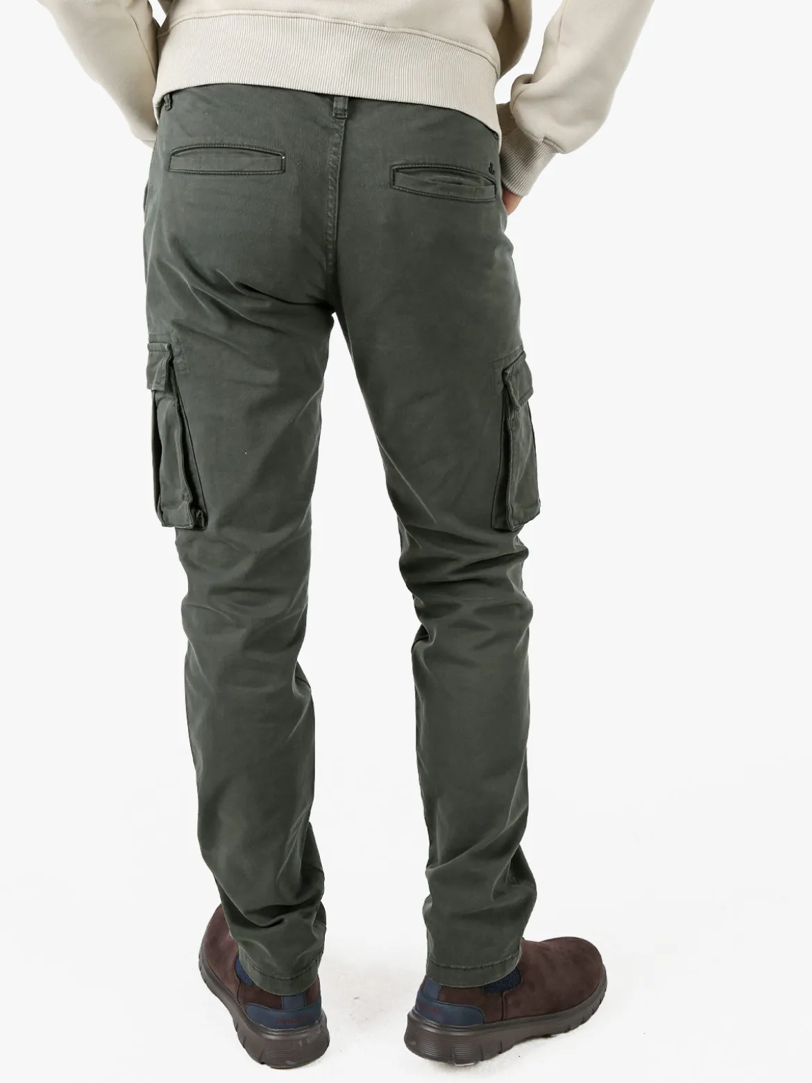 Johnny Looper Pantaloni cargo da uomo slim fit in cotone - militare