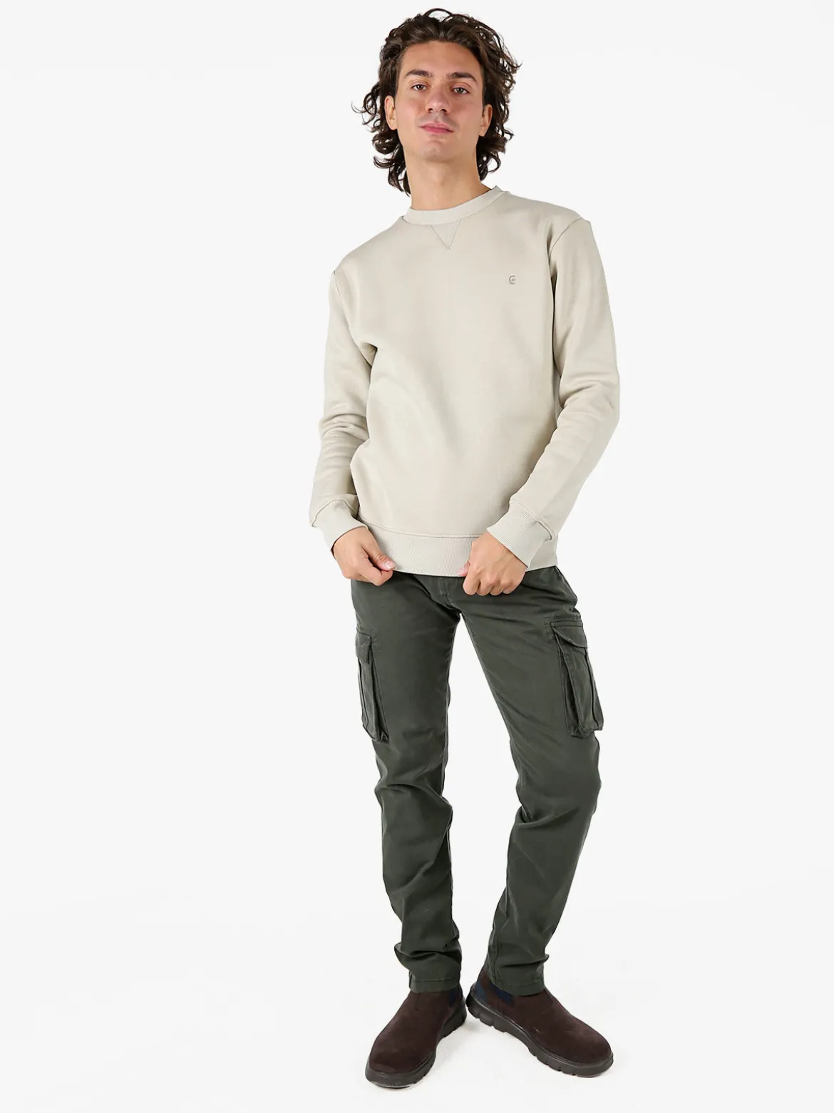 Johnny Looper Pantaloni cargo da uomo slim fit in cotone - militare