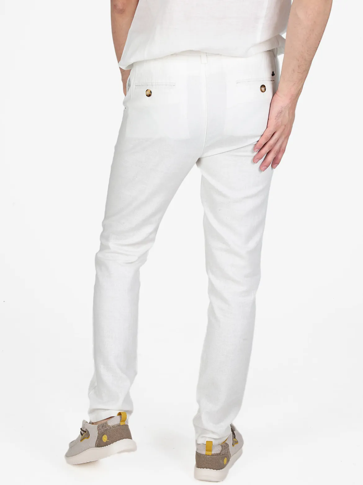Johnny Looper Pantaloni da uomo in misto lino con coulisse