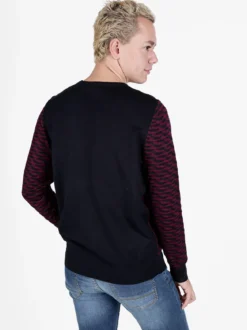 Johnny Looper Pullover da uomo girocollo con stampa bicolore sul davanti