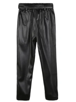 J Y Pantaloni da bambina in ecopelle con cintura