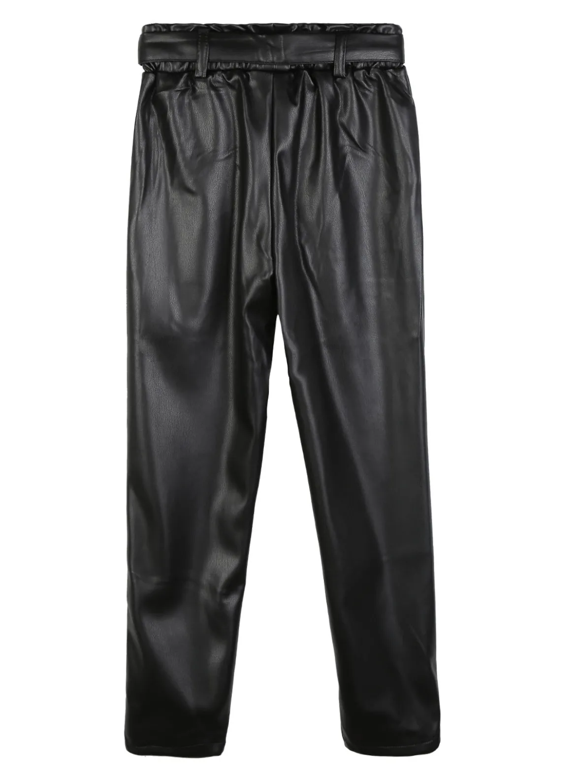 J Y Pantaloni da bambina in ecopelle con cintura
