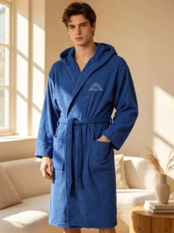 Kappa Accappatoio unisex in spugna con cappuccio - blu