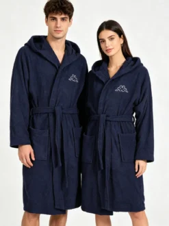 Kappa Accappatoio unisex in spugna con cappuccio - blu scuro
