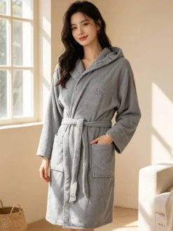 Kappa Accappatoio unisex in spugna con cappuccio - grigio