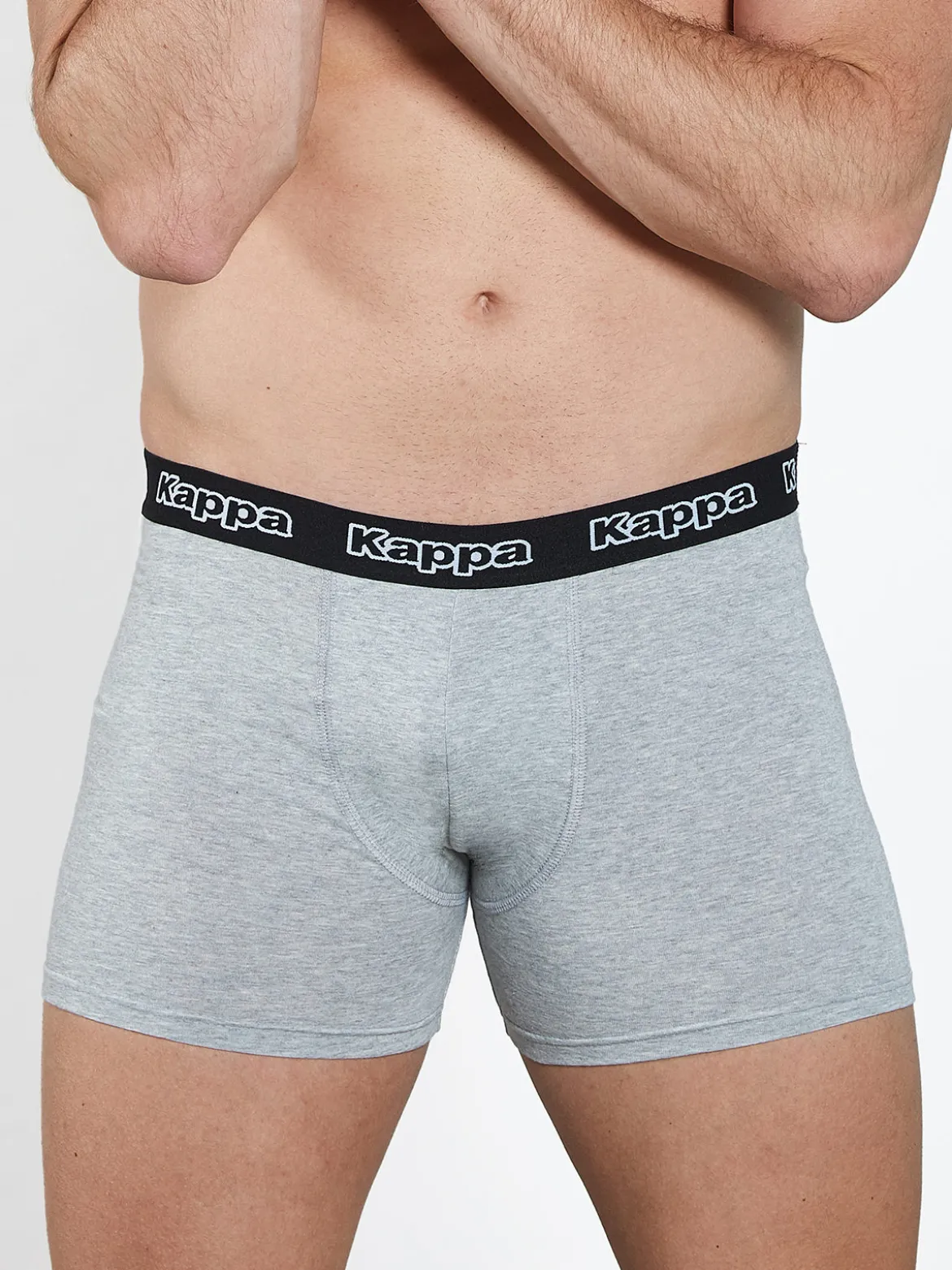 Kappa Boxer da uomo in cotone con scritta - grigio