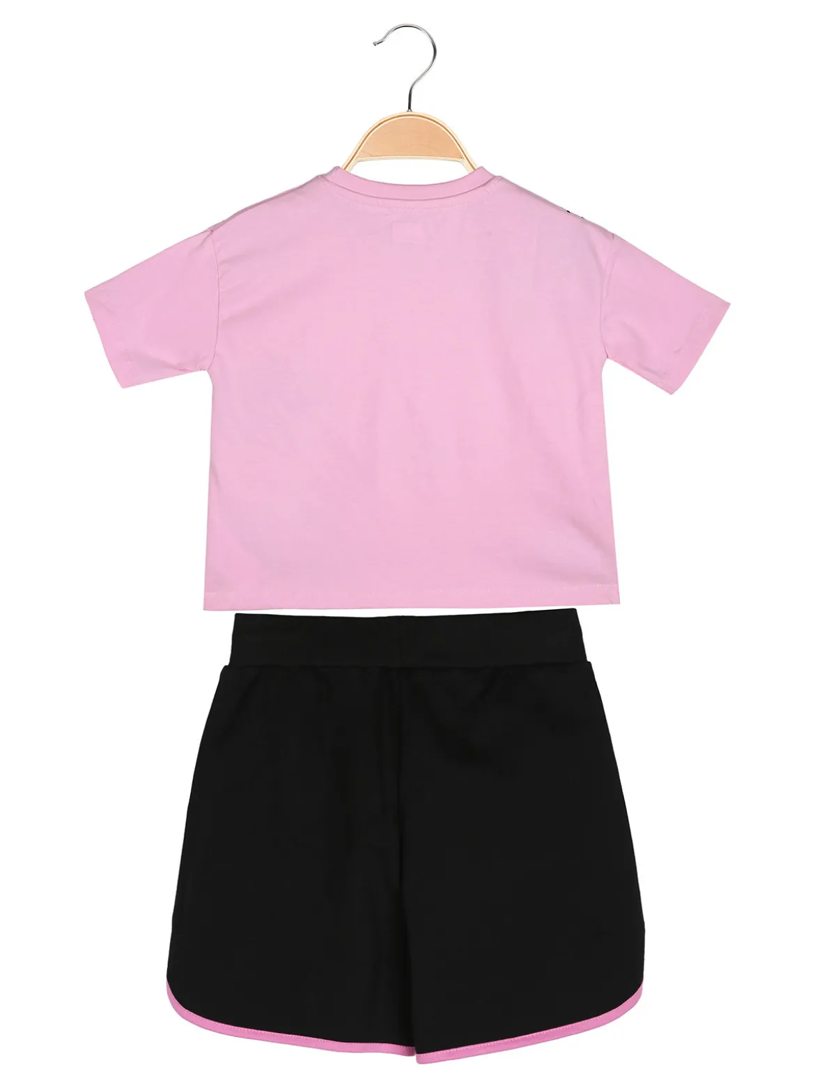 Kappa Completo corto da bambina con t-shirt cropped e shorts - rosa