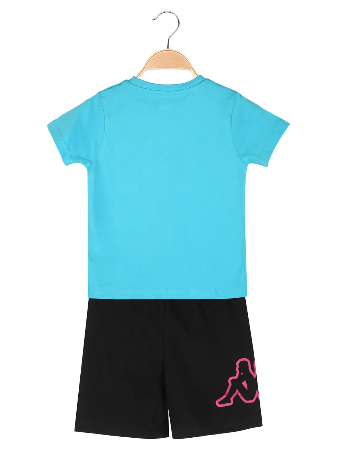 Kappa Completo corto da bambina in cotone con t-shirt e shorts - turchese