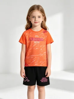 Kappa Completo corto da bambina in cotone con t-shirt e shorts - arancione
