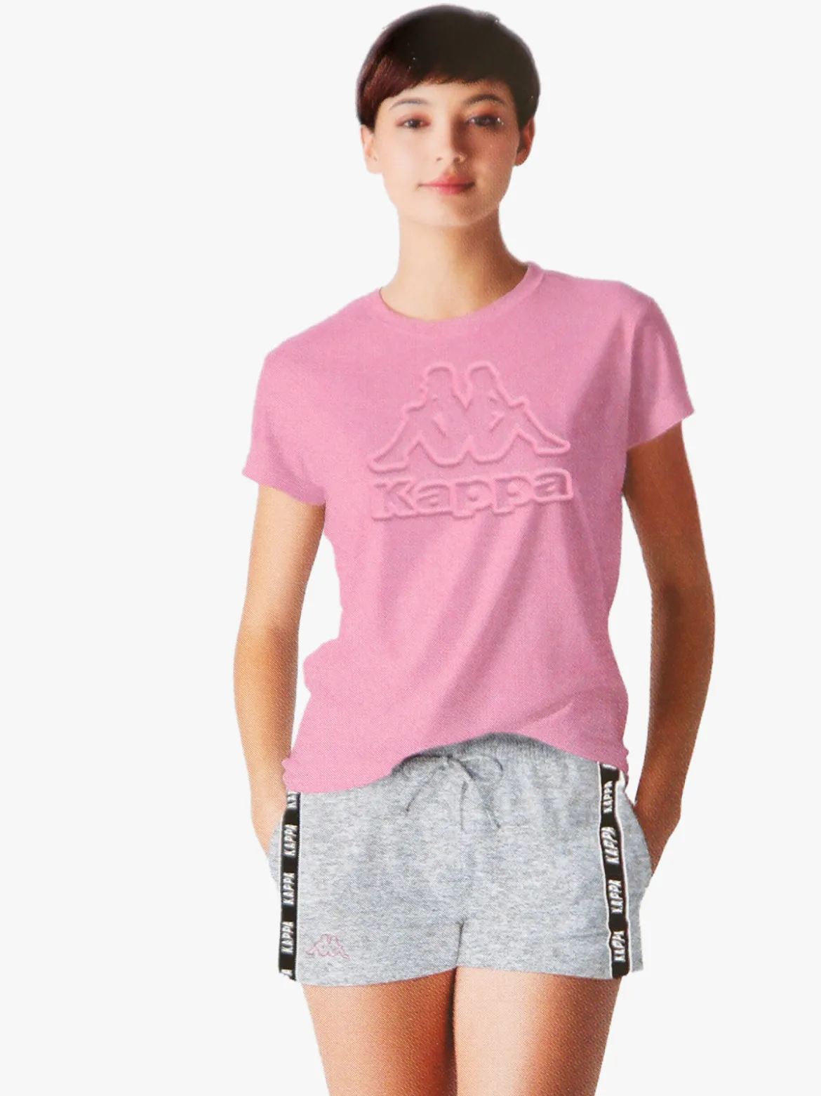 Kappa Completo corto da donna in cotone con logo - rosa