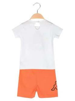 Kappa Completo corto da neonata in cotone con t-shirt orsacchiotto e shorts - bianco