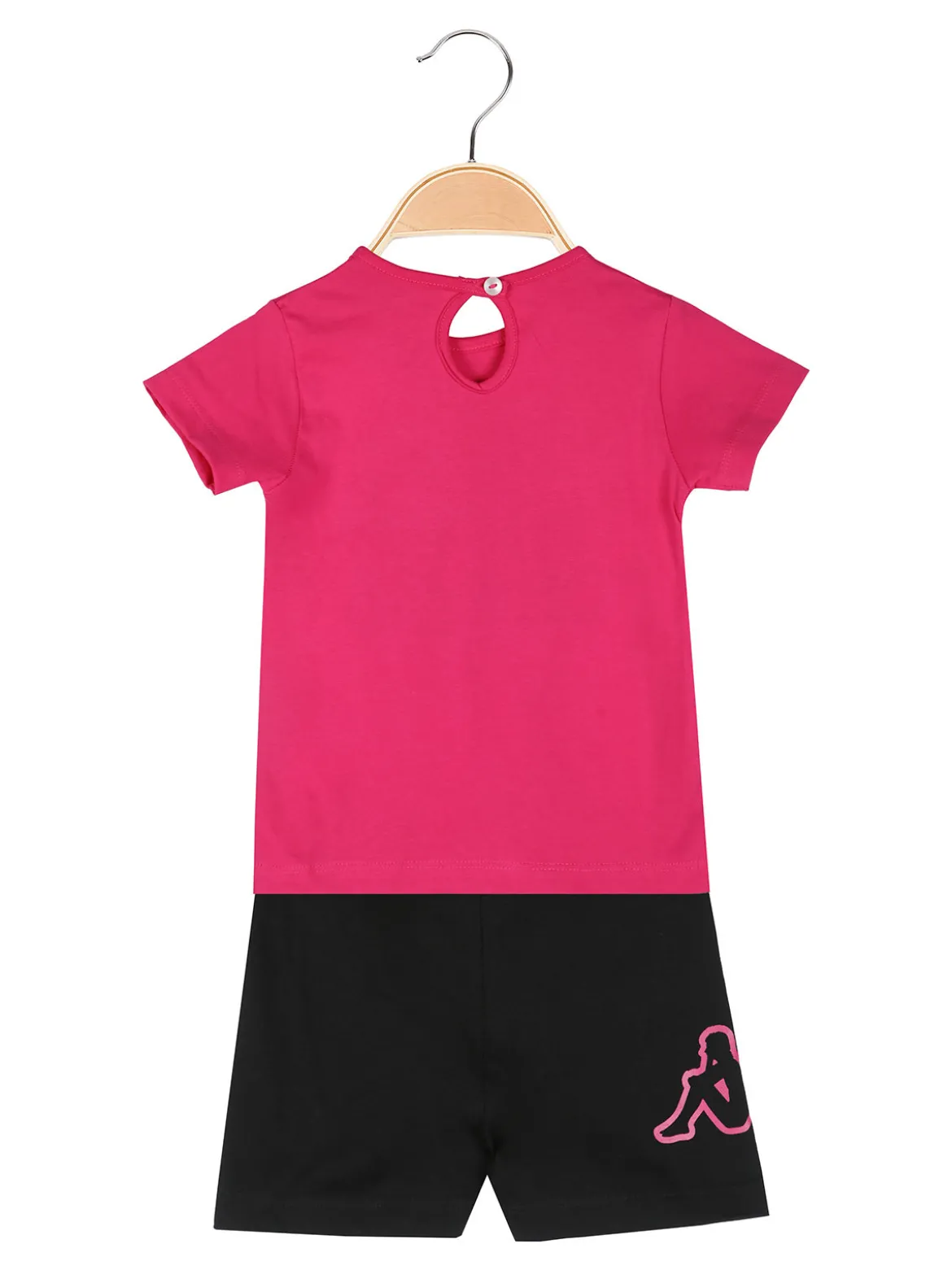Kappa Completo corto da neonata in cotone con t-shirt orsacchiotto e shorts - fucsia