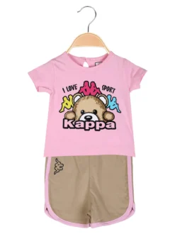 Kappa Completo corto da neonata 2 pezzi con t-shirt e shorts - rosa