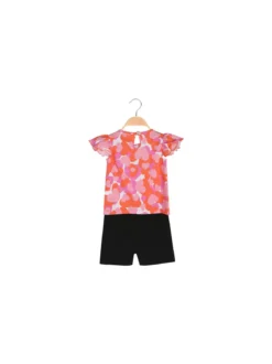 Kappa Completo corto da neonata 2 pezzi in cotone con maniche a volant e shorts - arancione