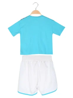 Kappa Completo corto da ragazza in cotone con t-shirt cropped e shorts - turchese