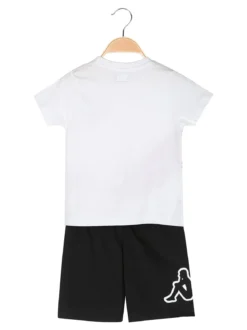 Kappa Completo corto da ragazza in cotone con t-shirt e shorts - bianco