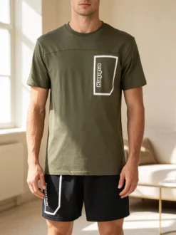 Kappa Completo corto da uomo in cotone con logo - militare