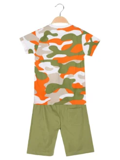 Kappa Completo corto 2 pezzi da bambino con t-shirt mimetica e bermuda - militare