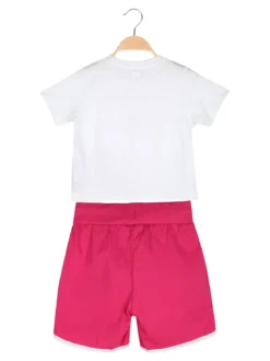 Kappa Completo corto 2 pezzi da ragazza con t-shirt e shorts - bianco