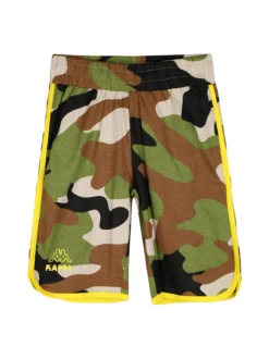 Kappa Completo corto 2 pezzi da ragazzo in cotone con t-shirt e bermuda militare - bianco