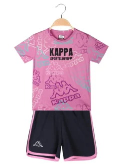 Kappa Completo corto 2 pezzi in cotone da bambina con t-shirt e shorts