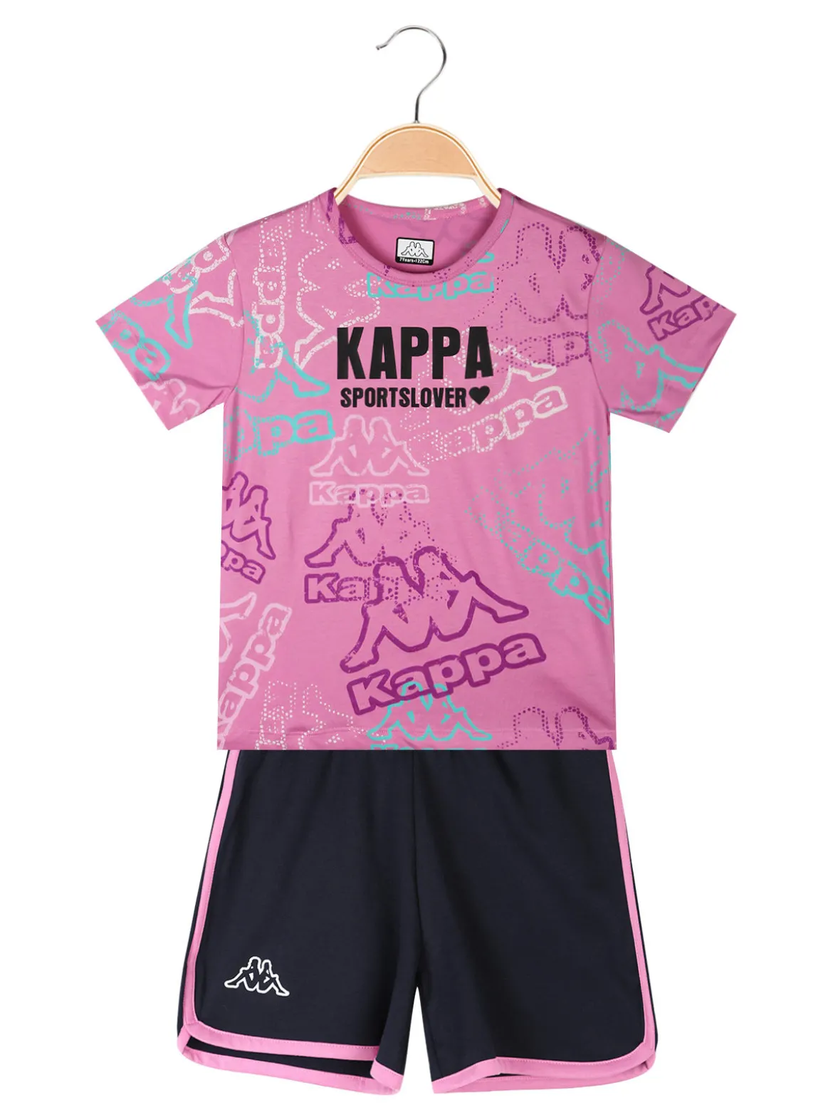 Kappa Completo corto 2 pezzi in cotone da bambina con t-shirt e shorts