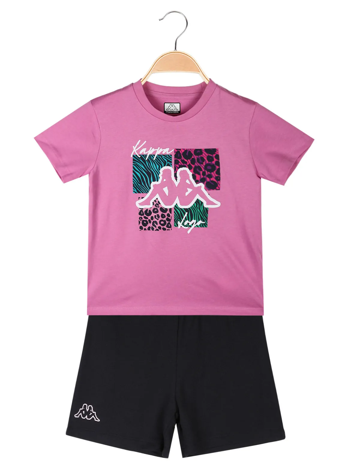 Kappa Completo corto 2 pezzi in cotone da bambina con t-shirt e shorts