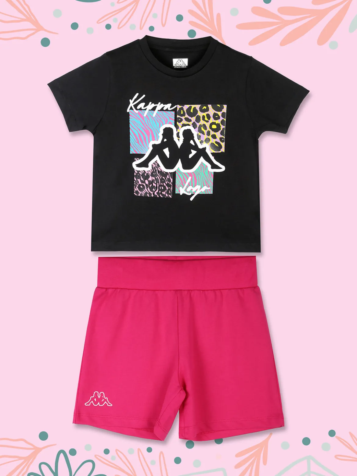 Kappa Completo corto 2 pezzi in cotone da ragazza con t-shirt e shorts